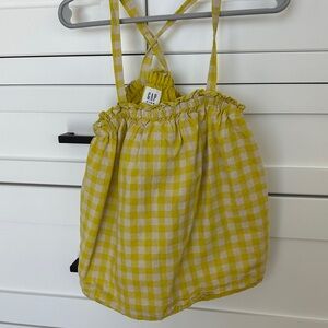 GAP girl S (6-7) true size 5-6 green/beige Checkered Sleeveless Top